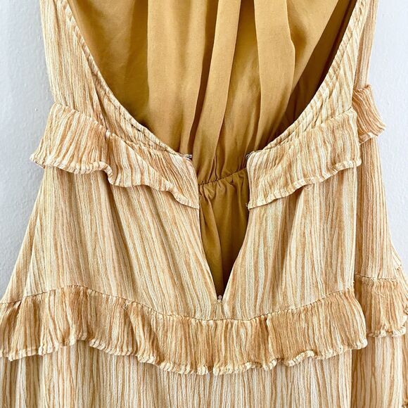 Lulus Ruffled Halter Dress Size XS Mini Downright Darling Mustard Yellow - Picture 7 of 12